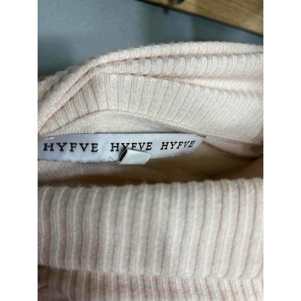 HYFVE Knit Pullover Sweater Mock Neck Cold Shoulder Ivory Women's S - Picture 5 of 6